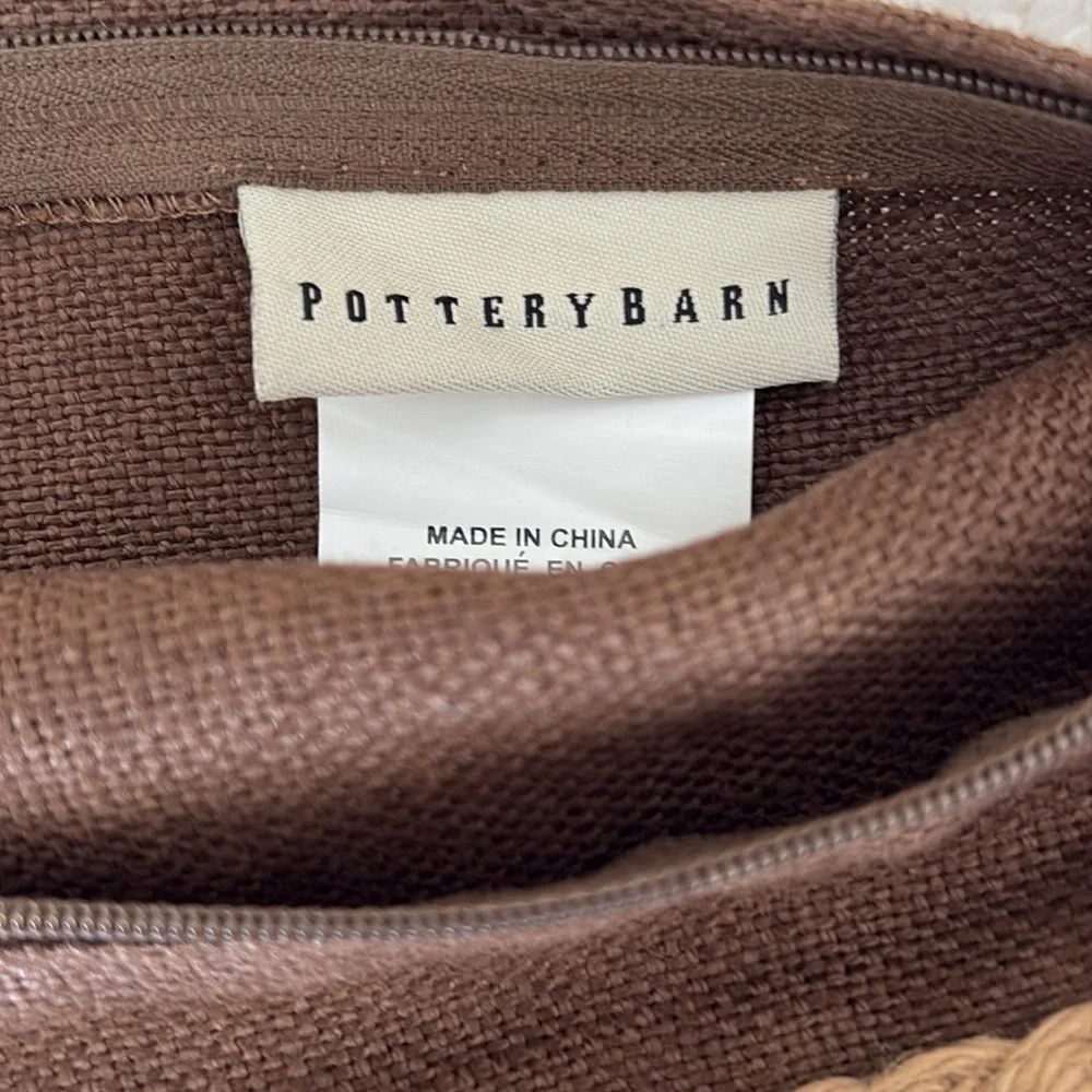 Pottery Barn Brown linen jute trim Pillow